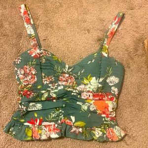 Adorable Sage green floral crop top